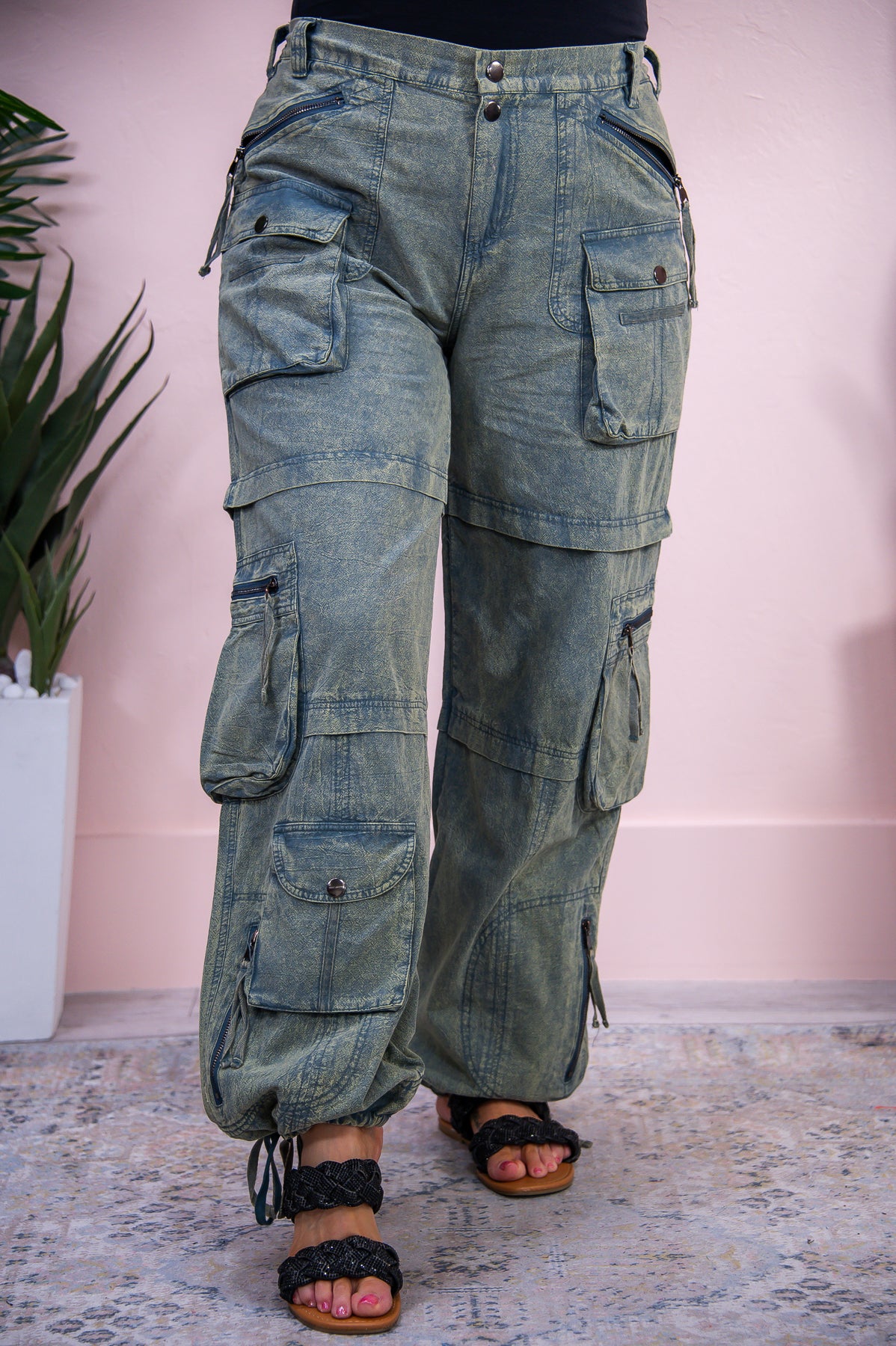 Women's Low-Rise Baggy Zipper Pocket Cargo Pants