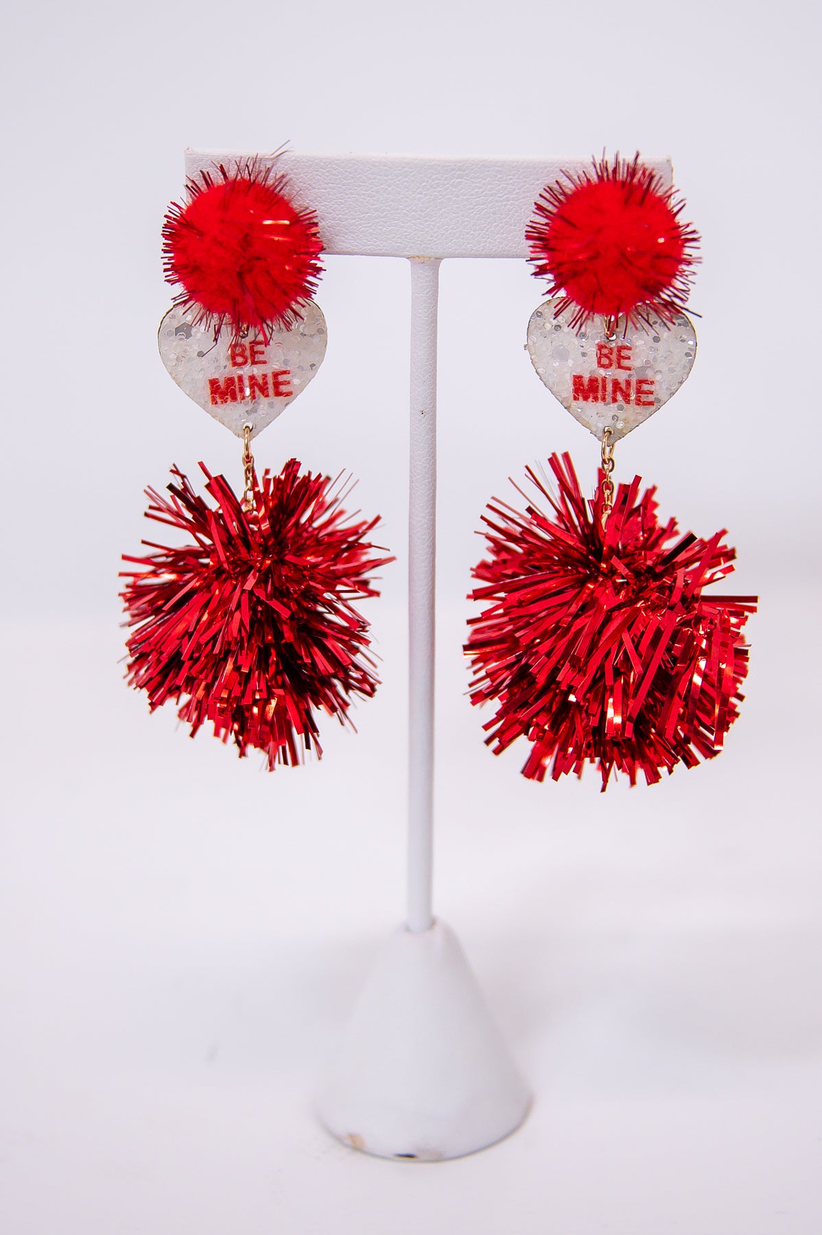 Red Pom Pom Earrings