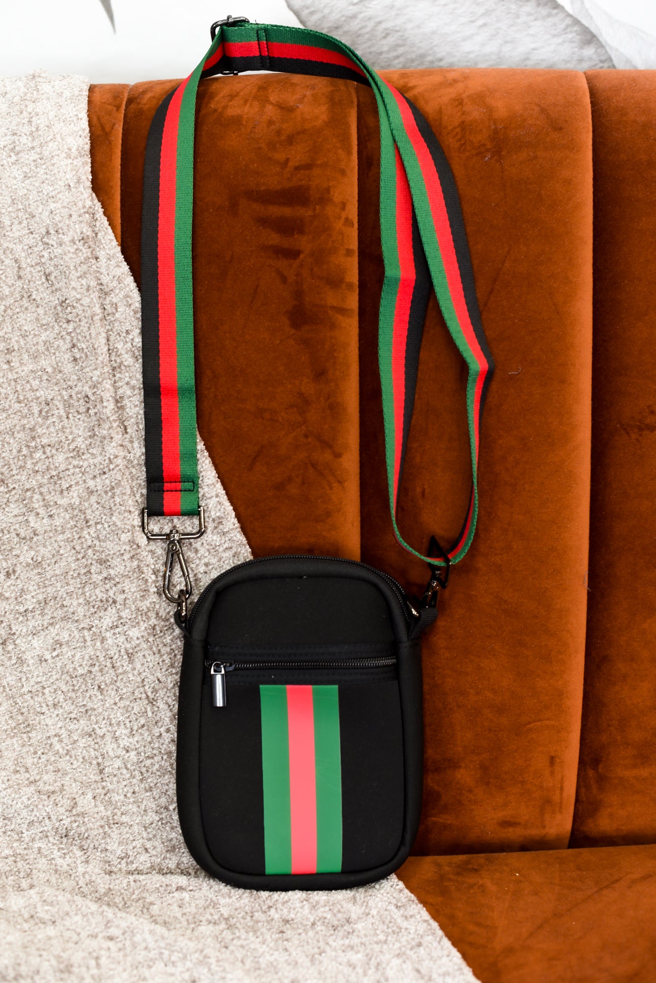 Green, Red & Black Handbag Strap - Adjustable Shoulder to