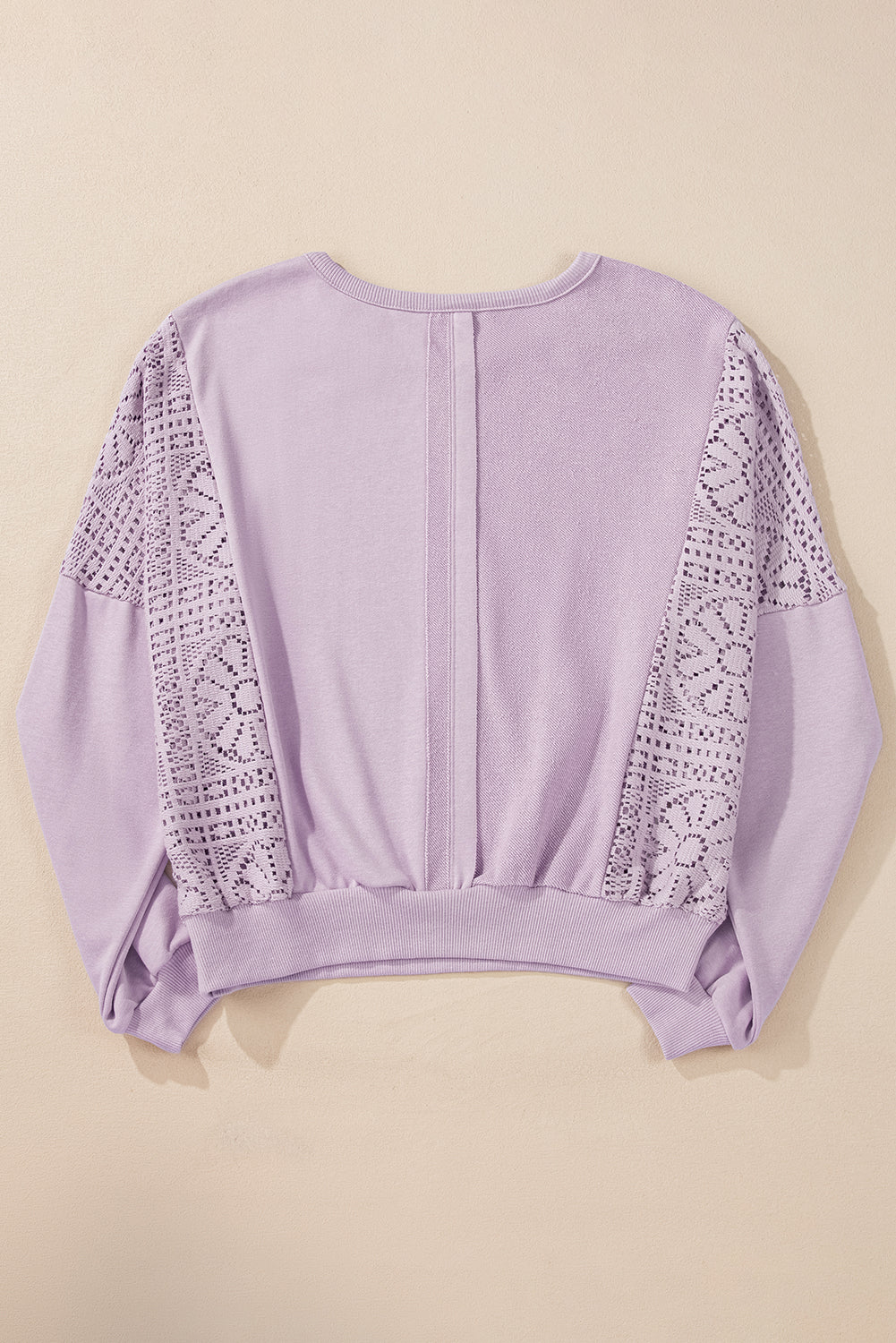 Feeling Good About Myself Orchid Knit Crochet Seam Ribbed Trim Sweatshirt Top