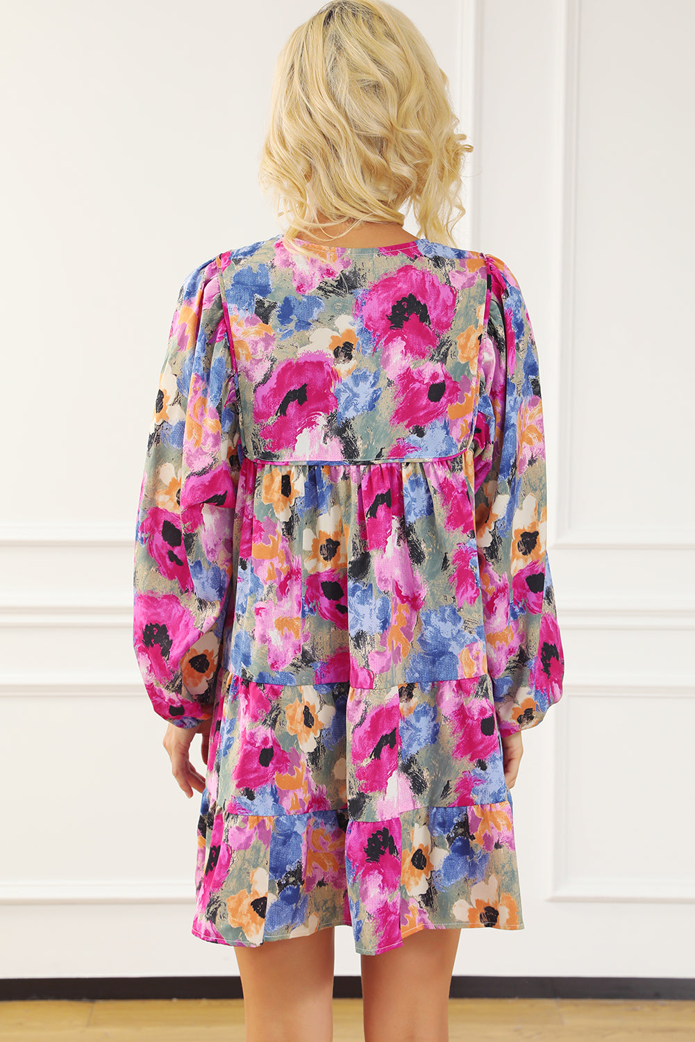 Slay The Bloom Floral Bubble Sleeve Shift Dress