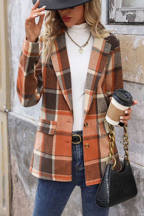 Chic In Plaid Button Down Blazer