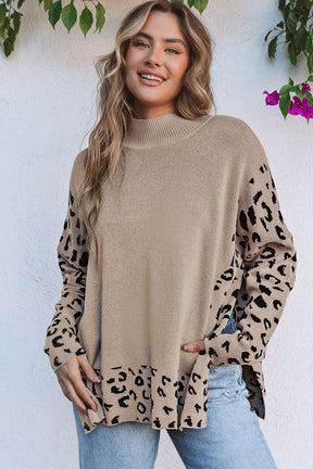 Feeling Sassy And Fierce Khaki Printed Oversized Sweater Top