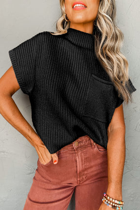 Embrace The Moment Black Sleeveless Sweater Top