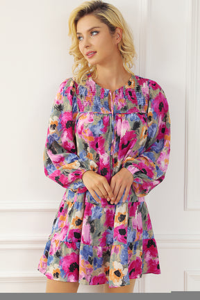 Slay The Bloom Floral Bubble Sleeve Shift Dress