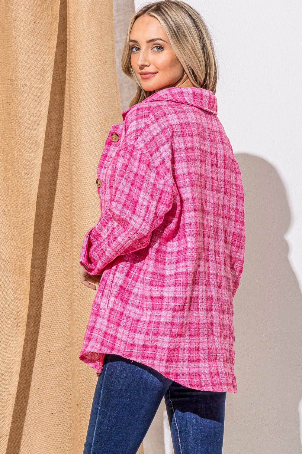 Plaid Power Button Down Shacket