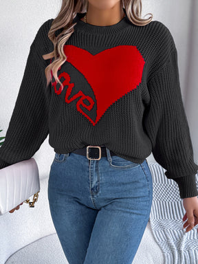 I Love You More Heart Printed Sweater Top (3 Colors)