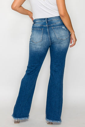 Mia Bytos Raw Hem Distressed High Rise Bootcut Jeans