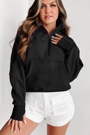 Cozy Retreat Black Zip Up Sweatshirt