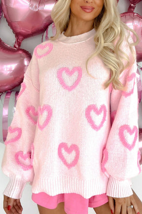 I'll Wait Forever For You Heart Printed High-Low Sweater Top