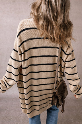 Always One Step Ahead Black Stripe Open Cardigan