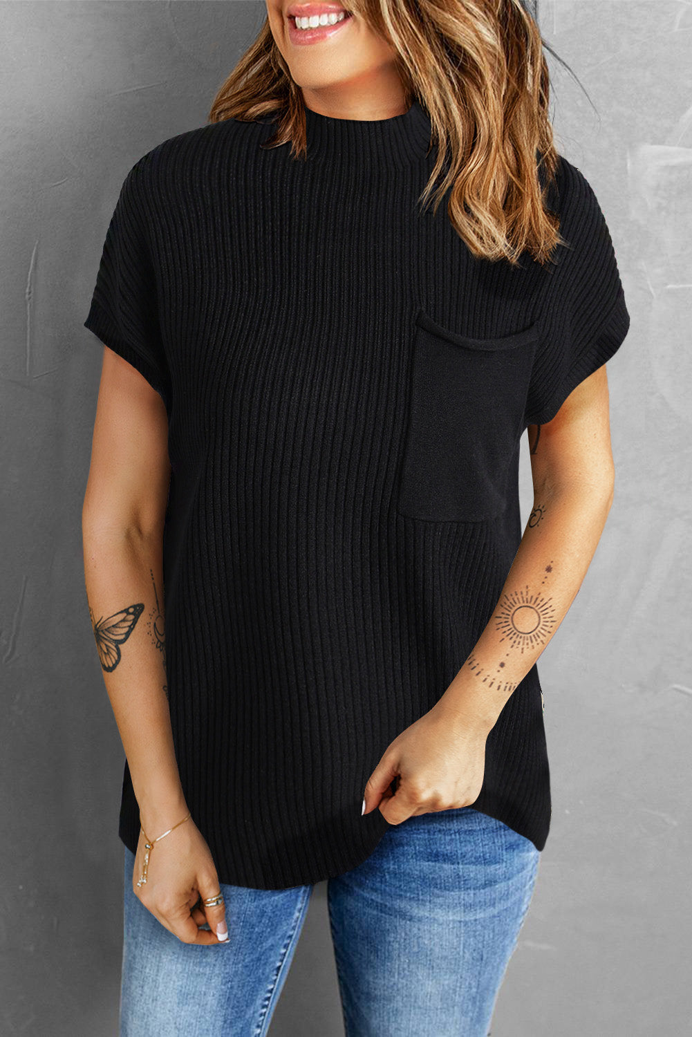 Embrace The Moment Black Sleeveless Sweater Top