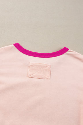 Reaching For The Stars Light Pink Star Patchwork Oversized Sweatshirt Top