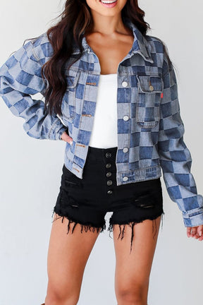 Life In Check Button Up Denim Jacket (2 Colors)