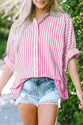 Stripes For Days Pink Dolman Sleeve Top