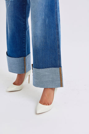 Harper Distressed High Waist Wide Leg Jeans