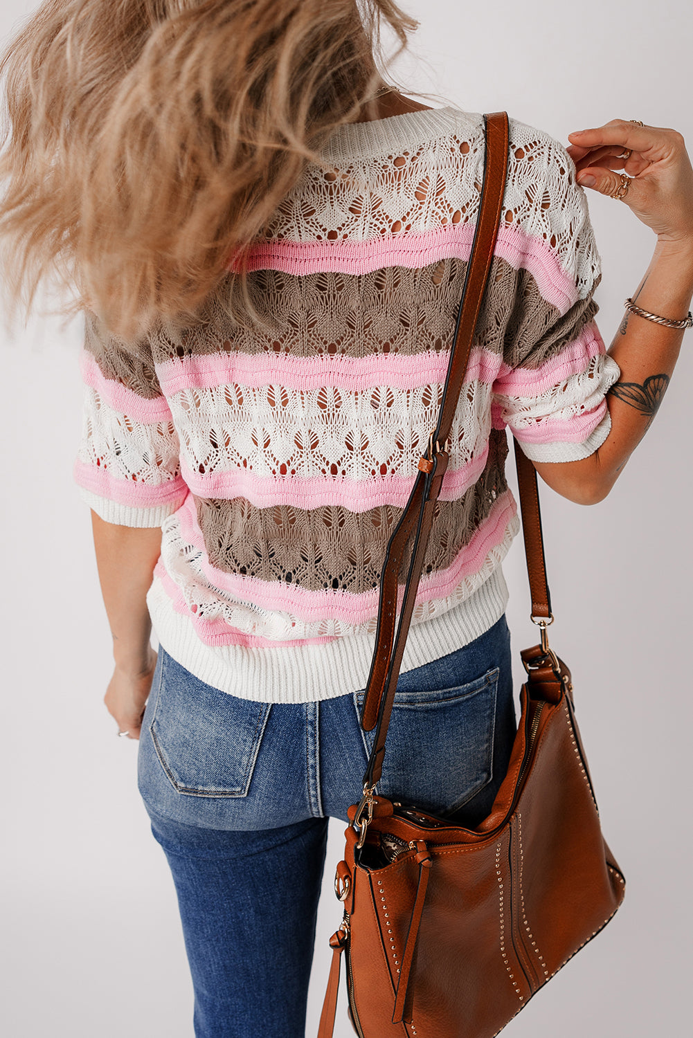 Always Stay Happy Brown Stripe Sweater Top