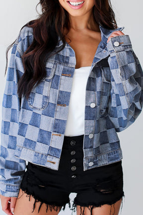 Life In Check Button Up Denim Jacket (2 Colors)