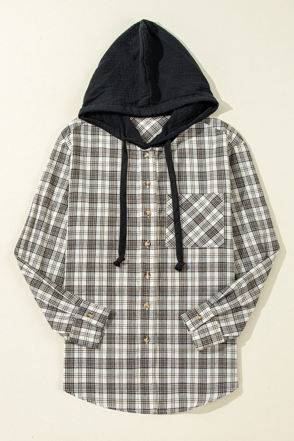 Living For The Moment Black Checkered Hooded Shacket