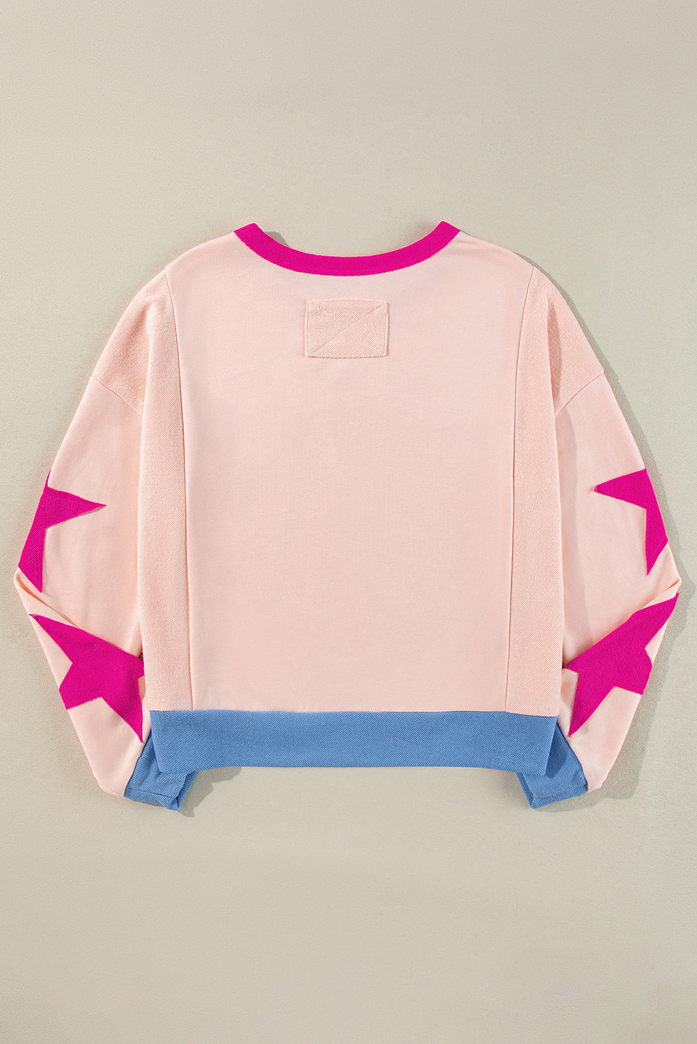 Reaching For The Stars Light Pink Star Patchwork Oversized Sweatshirt Top