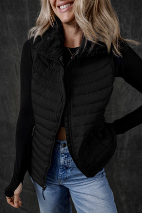 It's the Vest of All Black Zipped Puffer Vest