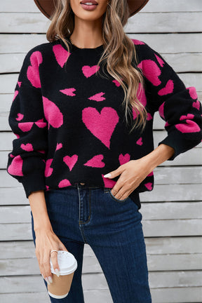 Follow Your Heart Round Neck Long Sleeve Sweater (2 Colors)