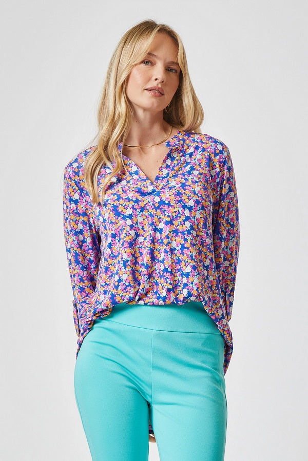 Share Your Story Blue/Multi Color Floral Top - T9791BL