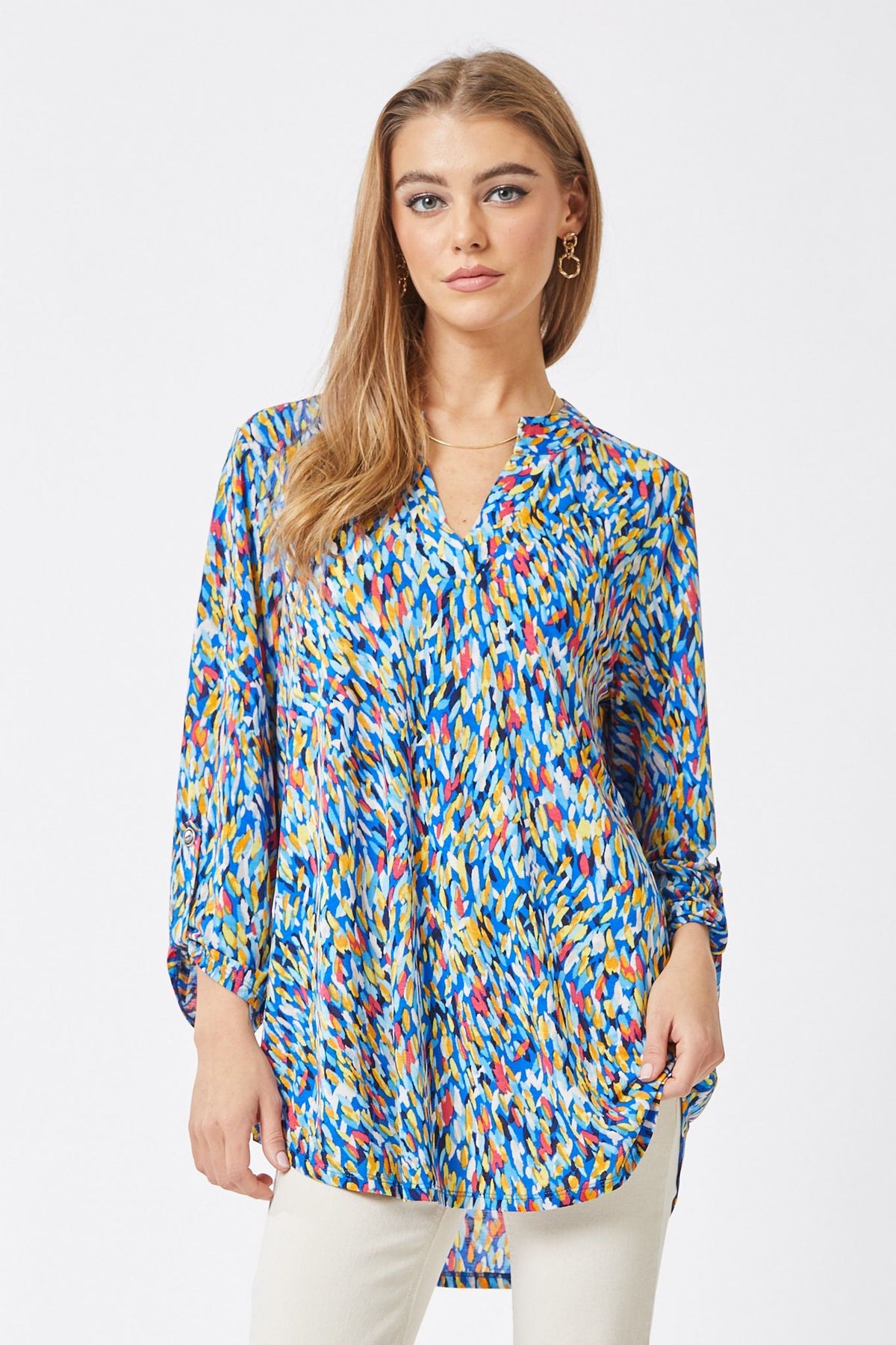 Never Leaving You Royal Blue/Multi Color Printed Top - T9789RBL