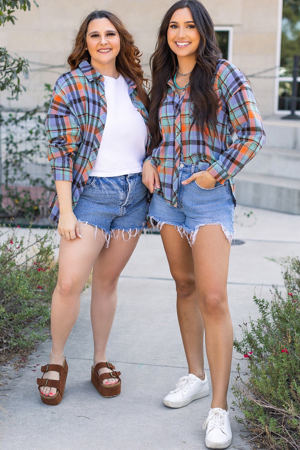 The Seasons Are Changing Orange Plaid Print Loose Vintage Top