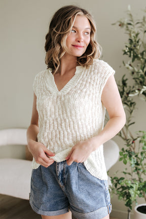 Casual Beauty Beige  V Neck Short Sleeve Sweater