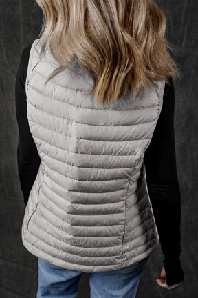 It's the Vest of All Silvery Zipped Puffer Vest