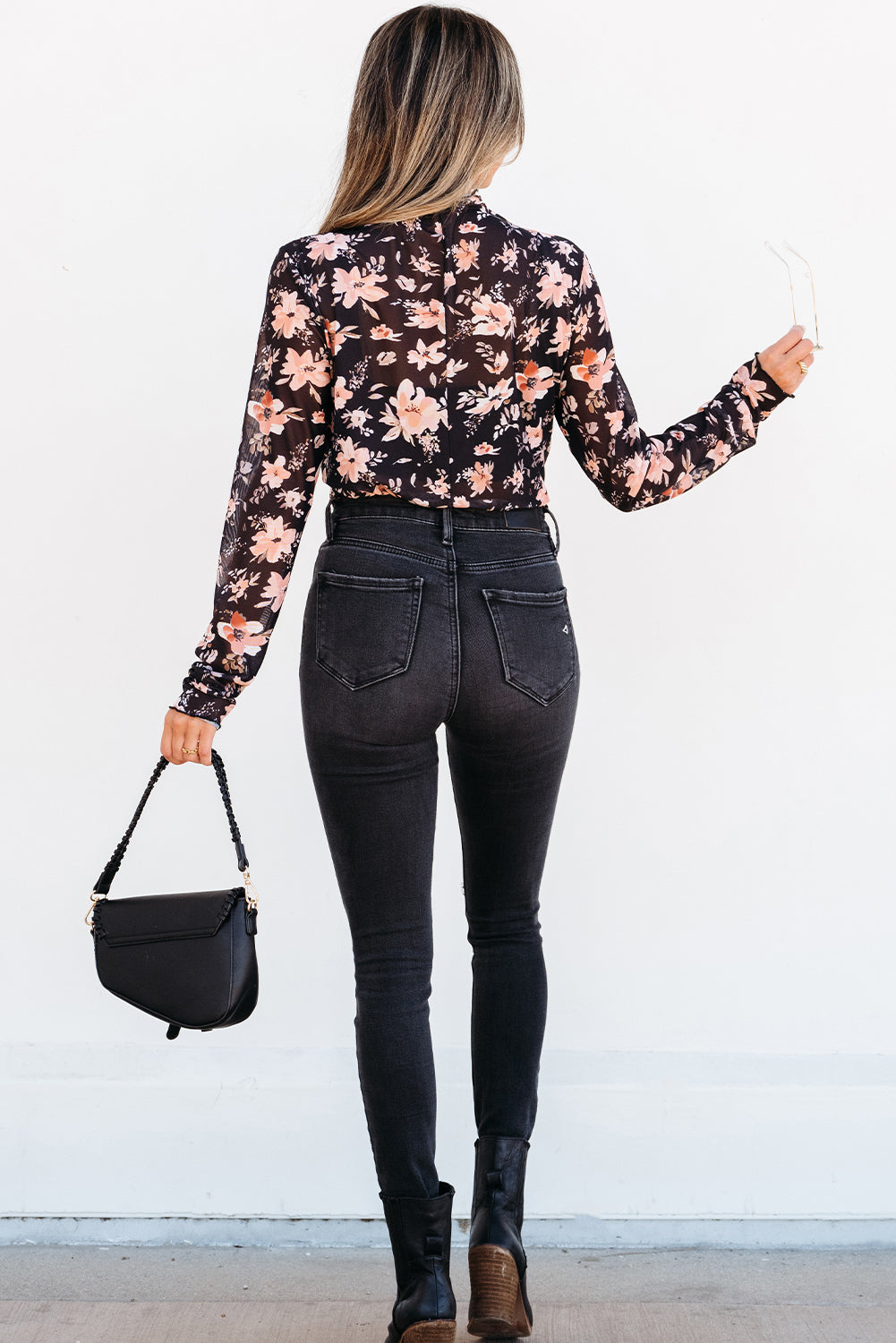 A Dose Of Classy Black Floral Mesh Top