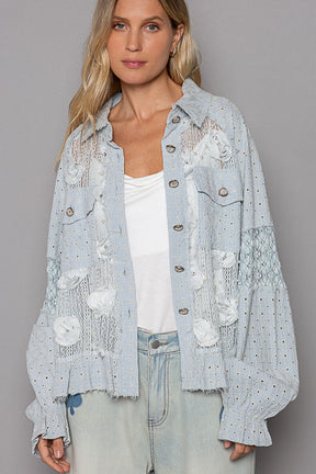 The Flower Edit Pearl Detail Lace Patchwork Shirt