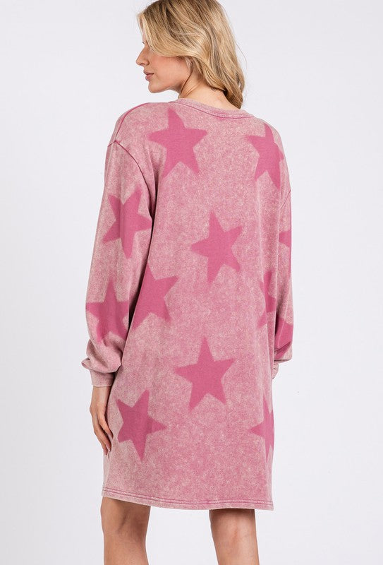 Catch A Star Print Round Neck Dress