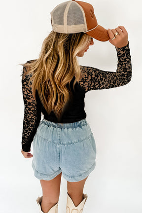 Romantic Moments Black Floral Lace Top