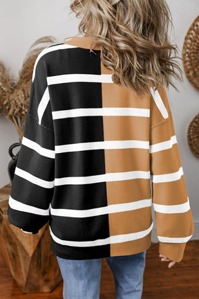 Stripe Hype Colorblock Oversized Sweater