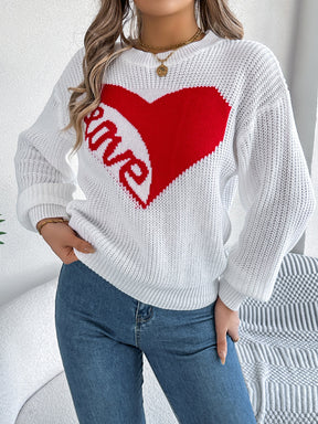 I Love You More Heart Printed Sweater Top (3 Colors)