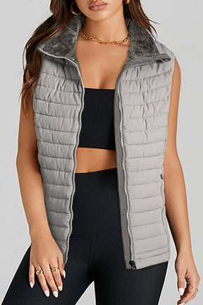 It's the Vest of All Silvery Zipped Puffer Vest