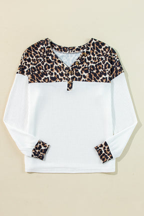 Wild Vibes Waffle Button V Neck Top