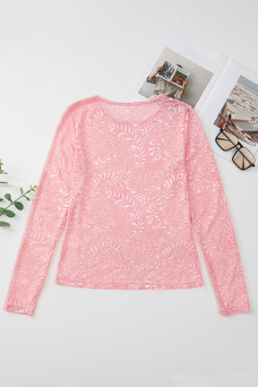 Blossom Beauty Lace Sheer Long Sleeve Top