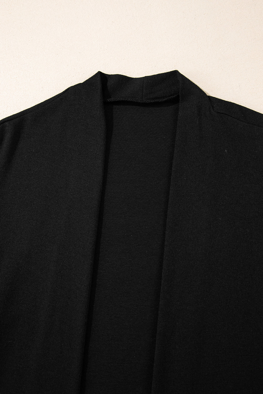 Cardi Chic Black Solid Open Front Cardigan with Pocket