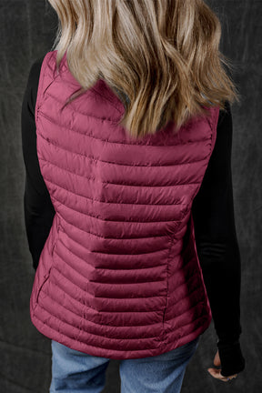 It's the Vest of All Burgundy Zipped Puffer Vest