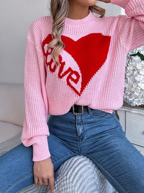 I Love You More Heart Printed Sweater Top (3 Colors)