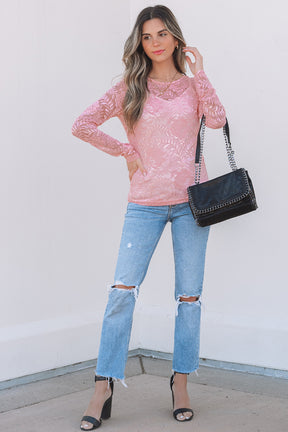 Blossom Beauty Lace Sheer Long Sleeve Top