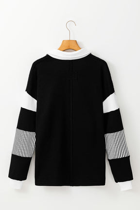 Set On Success Black Striped Sweatshirt Top