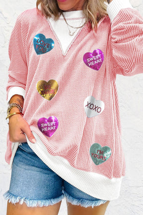 Heart And Soul Sequin Heart Long Sleeve Sweatshirt