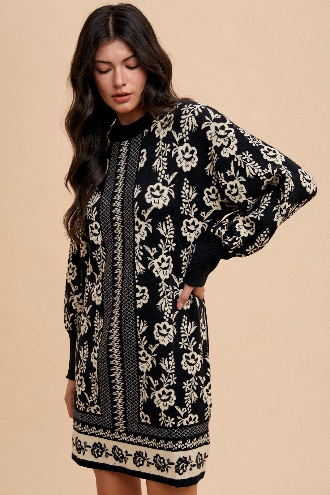 Pretty Little Secret Floral Jacquard Sweater Dress