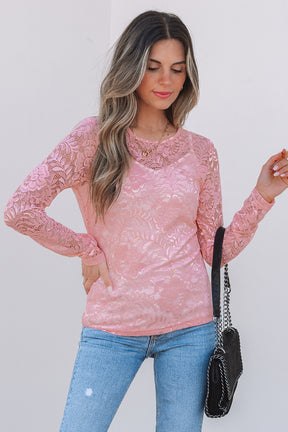 Blossom Beauty Lace Sheer Long Sleeve Top