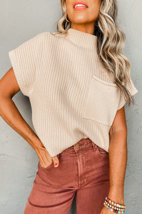 Embrace The Moment Oatmeal Sleeveless Sweater Top