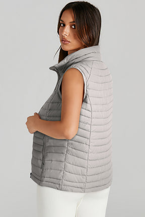 It's the Vest of All Silvery Zipped Puffer Vest